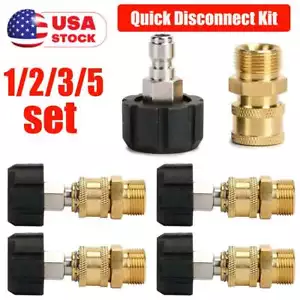 Set adattatore connettore tubo idropulitrice attacco rapido da M22 a 1/4" pistola a bacchetta - Foto 1 di 10