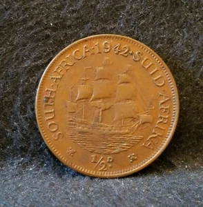 1942 South Africa 1/2 penny, George VI, KM-24 - Picture 1 of 4