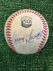 OAKLAND A’S CARNEY LANSFORD AUTOGRAPHED SPECIAL OAKLAND 50TH ANNIV BASEBALL - Picture 1 of 2
