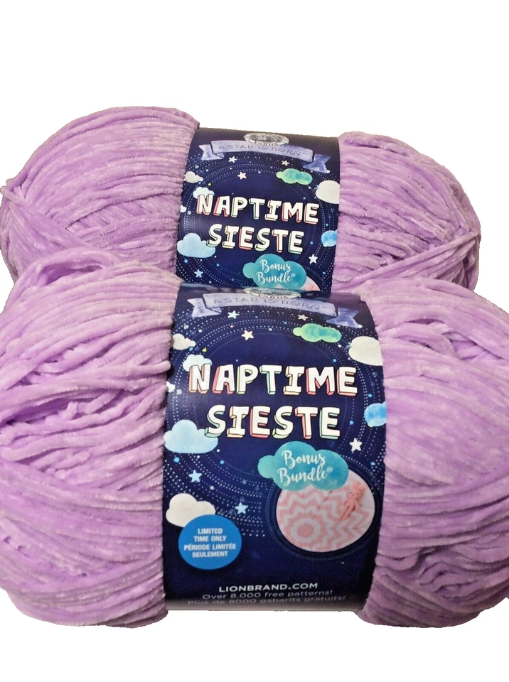 2 Lion BRAND Naptime Sieste Bonus Bundle/lilac 735 Yds 8.5 Oz Each.