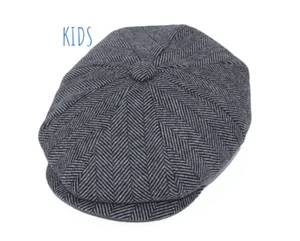 BOYS CHILDRENS KIDS PEAKY BLINDER GATSBY Compact Herringbone BAKER NEWSBOY CAP - Picture 1 of 1