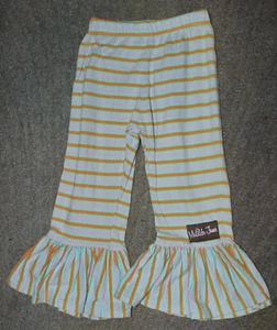 Matilda Jane Striped Big Ruffle Leggings - Size 4 - EUC - Picture 1 of 5