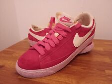 NIKE BLAZER LOW PINK TRAINERS SIZE UK 4 SUEDE GYM CASUAL 517371-604, Worn Once 