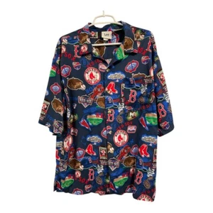 Vintage Lee Sport Herren XL Boston Red Sox S/S Button Shirt Hawaiian All Over - Bild 1 von 7