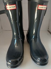 Hunter Women's Original Short Gloss Rainboots (Dark Slate)