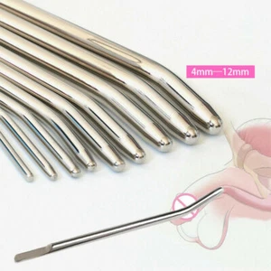 Male 4-12mm Long Stainless Steel Penis Dilator Plug Sounding Urethral Stretcher - Picture 1 of 30