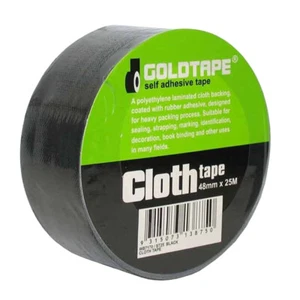 Cloth / Race Tape 48mm x 25 Metre Roll Black 100 Mile / Gaffer Tape WB7170 - Picture 1 of 5
