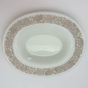 Pyrex Woodland White and Brown Floral Gravy Boat Single Plate Replacement 77-U - Picture 1 of 5