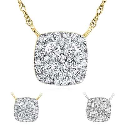 Ожерелье с кластером из 10-каратного желтого и белого золота с натуральными бриллиантами общим весом 0,33 карата (сплошные звенья) 18 дюймов - Изображение 1 из 4