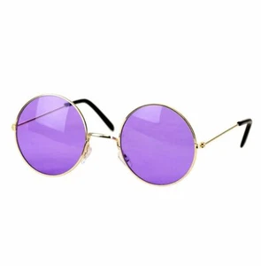 Hippie Round Purple Gold Costume Glasses Janis Ozzy John Iggy 60s 70s Sunglasses - Picture 1 of 3