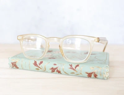 Vintage Willson Optical Eyeglass 1970s USA safety glasses clear honey 44-26 - Image 1 of 4