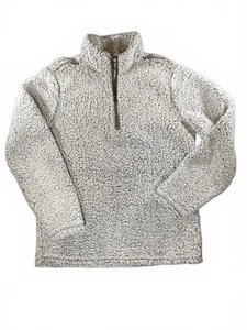 Pullover uomo vintage resistente alle intemperie grigio chiaro pile sherpa quarto zip taglia L - Foto 1 di 7