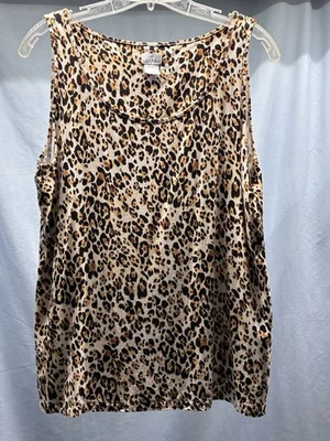 NWOT Chicos Women’s Tank Top Sz 2 US L Leopard Print Rayon Spandex Classic - Image 1 of 4