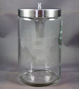 Grafco Glass Medical Apothecary Storage Jar w/Stainless Steel Lid 7" Tall - Picture 1 of 10