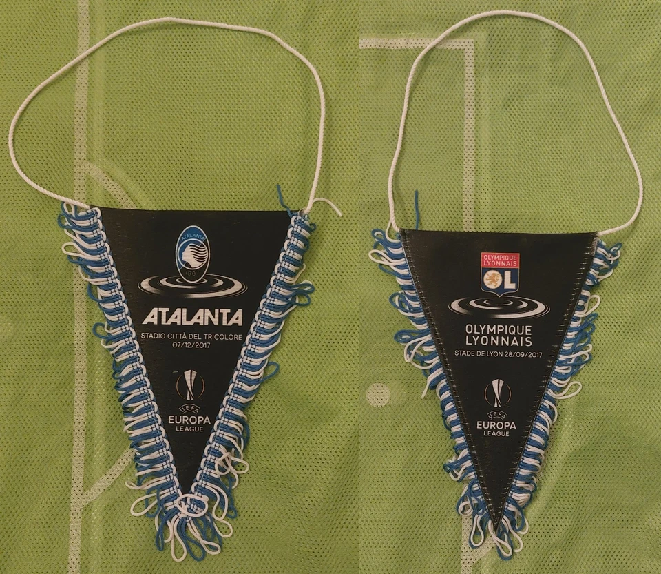 GAGLIARDETTO ATALANTA LIONE OLYMPIQUE LYONNAIS 7-12-2017  PENNANT VINTAGE - Immagine 1 di 1