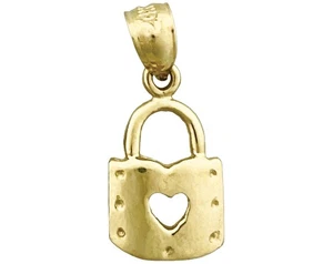 Cadenas en or 14 carats avec breloque coeur découpé - Photo 1/6