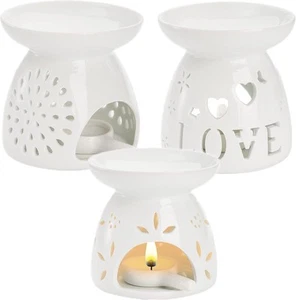 ZOOFOX 3 Pack Ceramic Essential Oil Burner, Tealight Wax Warmer with White - Picture 1 of 8