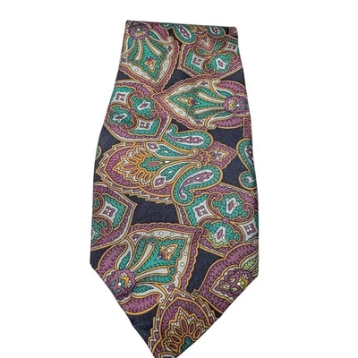 Corbata vintage Christian Dior para hombre seda cachemira púrpura verde Monsieur años 90 EE. UU. Foto 1 de 4