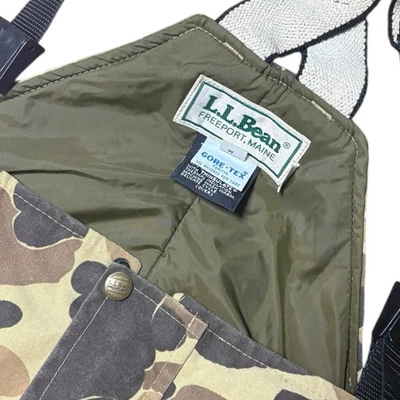 Macacão masculino vintage LL Bean camuflado médio Maine Goretex joelho duplo babador anos 80 caça esqui - Imagem 1 de 4