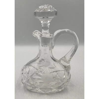 Botella de aceite de cristal o vinagre American Brilliant Cut con tapón Foto 1 de 4