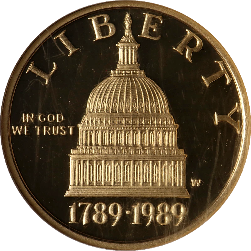 1989-W Congressional Commem Gold $5 NGC PF70 Ultra Cameo Brown Label - STOCK - Image 1 of 4
