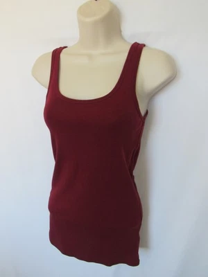MERONA WOMANS M red cotton modal scoop neck sleeveless STRETCH KNIT T-SHIRT - Image 1 of 4