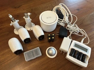 Arlo Home Security Camera System Model VMC3030 3 Cameras, Base, Mounts, Charger - Picture 1 of 4