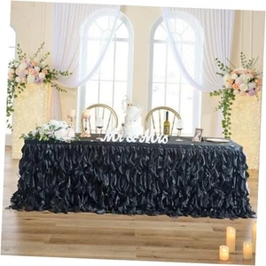 204Inch Long Black Table Skirt for Rectangle Tables, Tutu Table Cloth for - Picture 1 of 8