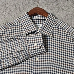 Eton blaues modern geschnittenes Langarmhemd mit Knopfleiste Größe 44 / 17,5 - Bild 1 von 10