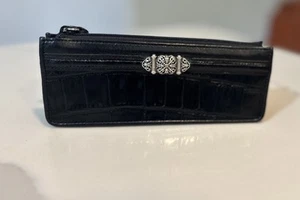 Brighton Black Faux Croc Zippered Case –Eyeglass Makeup Pencil Bag 7.5" - Picture 1 of 20