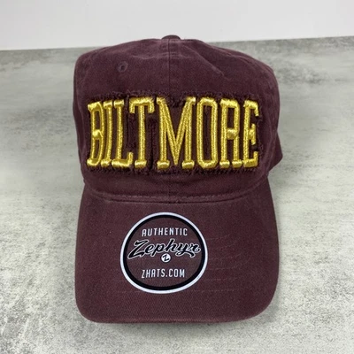 Biltmore Estate Hat Cap Asheville NC Burgundy Adjustable Zephyr Gold Patch - Image 1 of 4