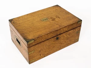 Antique Victorian Brass Bound Oak Cigar Humidor  19th Century - Picture 1 of 1