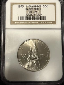 1995 S Olympics Basketball Commemorative Half Dollar NGC MS69 - Picture 1 of 2