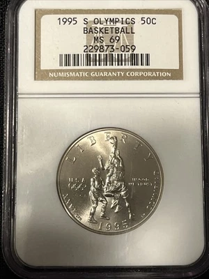 1995 S Olympics Basketball Commemorative Half Dollar NGC MS69 - Image 1 of 2