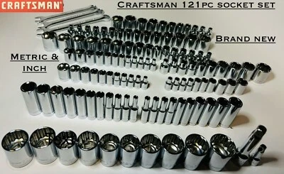 CRAFTSMAN 121 pc 1/4 3/8 1/2 Dr SAE METRIC MM 6pt 12pt wrench socket Tool set - Image 1 of 4