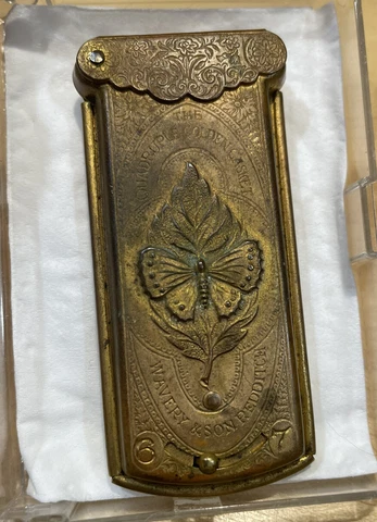 Antique Brass Victorian Needle Case Quadruple Golden Casket Avery & Son Redditch Cover