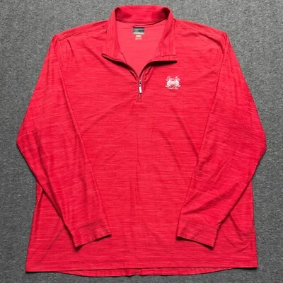 Greg Norman Pullover Mens XXL Red Stripe Chateau Elan Golf Club 1/4 Zip Play Dry - Image 1 of 4