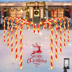 Brightown 20pc Jumbo Candy Cane Christmas Pathway Yard Lights 8-Modes LED 35"H - Picture 1 of 6
