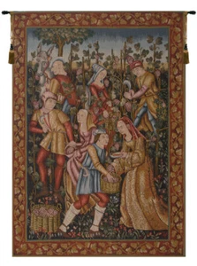 Vendanges French Tapestry - Medieval & Wine Feast Wall Decor Woven in France - Picture 1 of 6