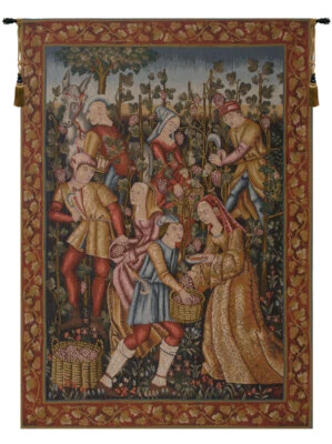 Vendanges French Tapestry - Medieval & Wine Feast Wall Decor Woven in France - Image 1 of 4