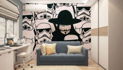 Stormtrooper and Vendetta MURAL 320x230 cm black white bedroom photo wallpaper - Image 1 of 3