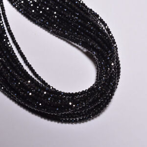 Natural black spinel (5 strands bunch) 2- 3 mm diamond cut beads rondelles 32 cm