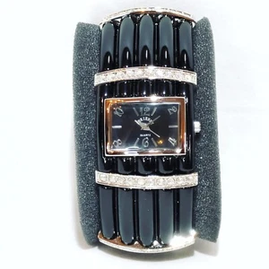 Vintage Black Couture ADRIENNE Ceramic Stretch Bracelet Watch  - Picture 1 of 8