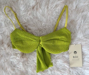 NWT Anthropologie Malai Bikini Top Women’s Small Textured Bathing Suit Green - Picture 1 of 12