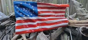 Hand Carved Wooden Waving American Flag wavey -Old Glory - Repurposed Wood - Picture 1 of 5