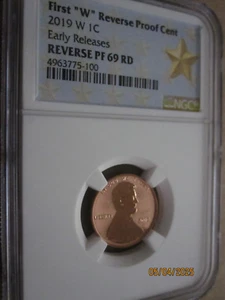 2019 FIRST W MINT MARK LINCOLN MEMORIAL CENT NGC REVERSE PF69 RD EARLY RELEASES - Picture 1 of 5