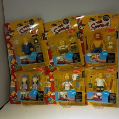 2002 Lot of 6 Simpsons World of Springfield Interactive Figures - Series 8 - New - Image 1 of 3