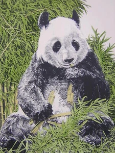 Chris Calle Giant Panda with Bamboo Signed Limited Edition Art Print - Picture 1 of 2
