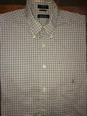 Camisa masculina Nautica manga longa xadrez botão frontal tamanho grande LG L - Imagem 1 de 2