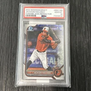 Bowman Draft Jackson Holliday 2022 primer cromo Asia Mojo refractor PSA 10 GEMA - Imagen 1 de 4